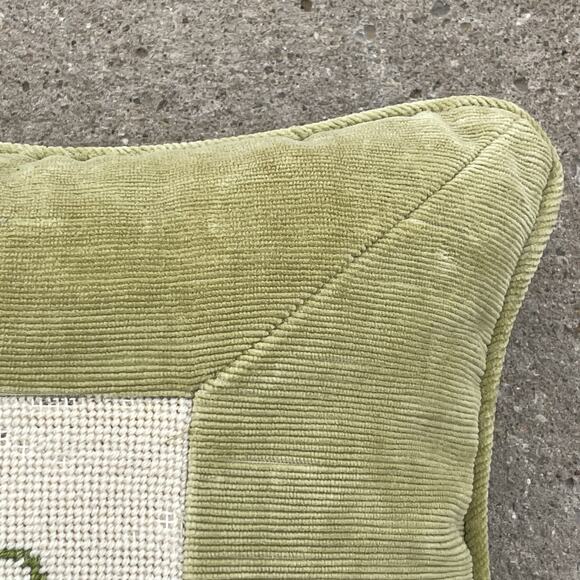 Vintage Strawberry Floral Needlepoint Pillow Velvet Back 13”x13” Cottage Grandma - Picture 7 of 10